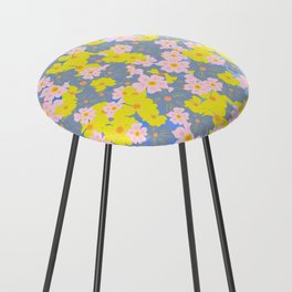 Pastel Spring Flowers Ombre Blue Counter Stool
