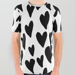 Valentines day hearts explosion - black and white All Over Graphic Tee