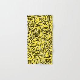 Yellow Graffiti Street Art Posca  Hand & Bath Towel