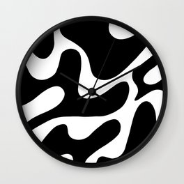 70s Retro Abstract Pattern Black and White Wall Clock