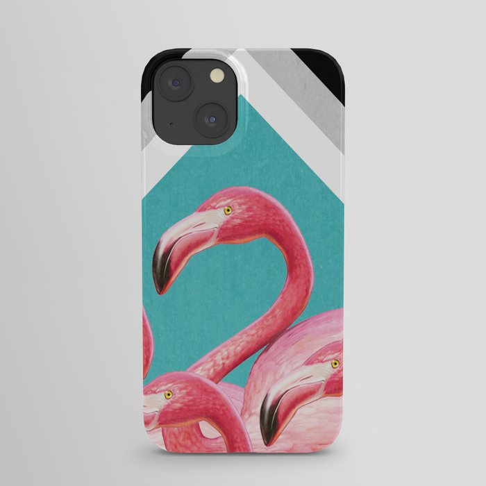 pink flamingo nature pattern iPhone Case