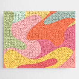 Rainbow Paint Splashes - pastel grey green yellow pink Jigsaw Puzzle