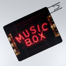 The Music Box Neon Sign Chicago Illinois Arthouse Theatre Vintage Cinema Movie House Theater Picnic Blanket