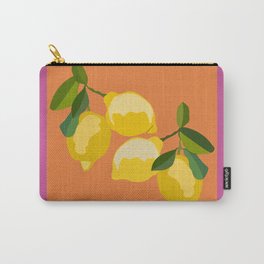 Fresh Lemon Tree Art Design on Pink and Orange Carry-All Pouch