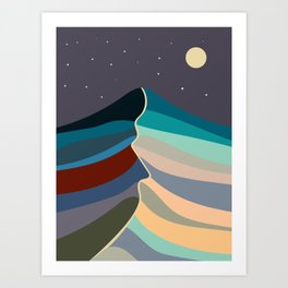 Mountain Hills at The Night Art Print