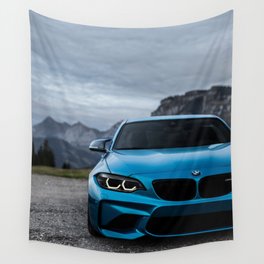 Sports Car Blue Wall Tapestry