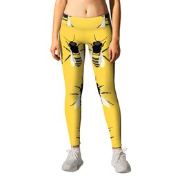 Honey Bee Leggings | Playful, Black And Yellow, Fly, Grey, Bee Pattern, Black Bee, Honey Yellow, Bee, Graphicdesign, Yellow 