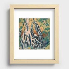 Hokusai, Pilgrims at Kirifuri Waterfall on Mount Kurokami in Shimotsuke Province Recessed Framed Print