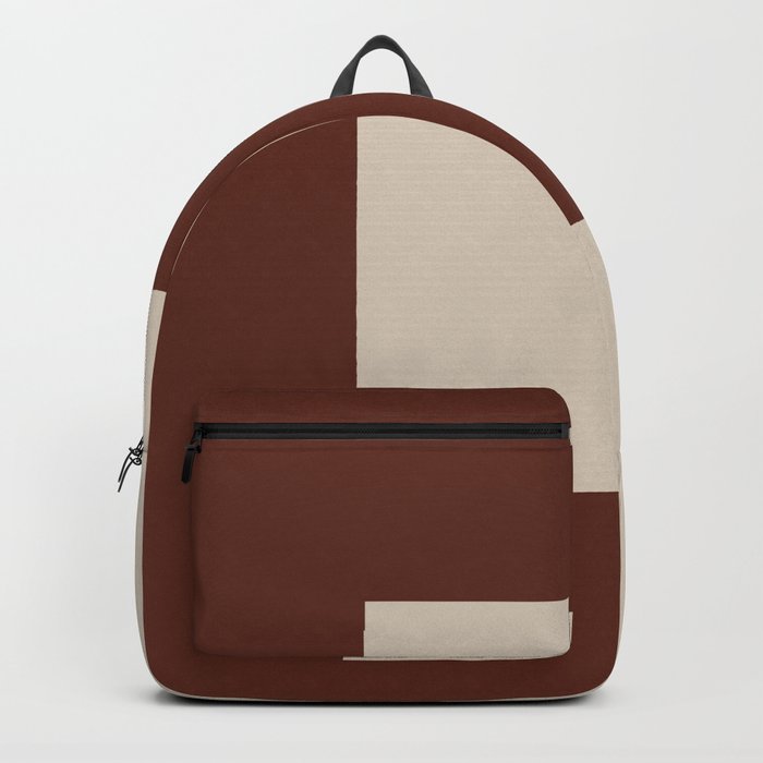 Light Beige Reddish Brown Minimal Square Design 2021 Color of the Year Uptown Ecru and Terra Rosa Backpack