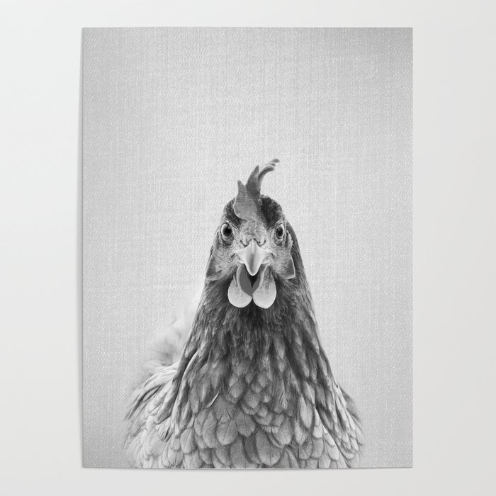 Chicken - Black & White Poster