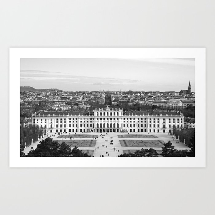 Schönbrunn Palace in Black and White Art Print