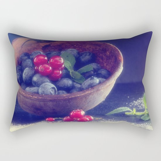 Dark blue berries contrasting with bright red berries Rectangular Pillow