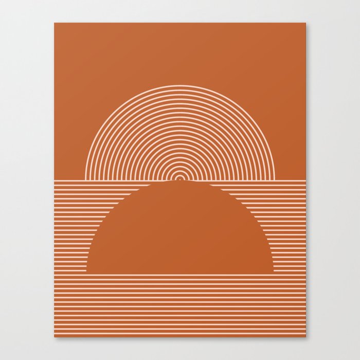 Geometric Lines Design 16 in Shades of Red Brick (Sunrise and Sunset) Canvas Print