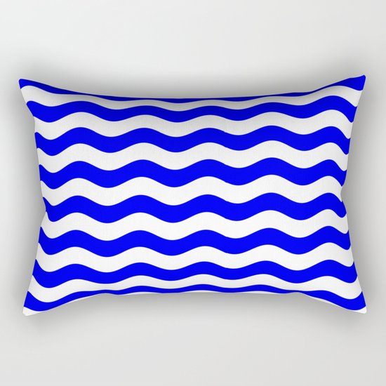 Wavy Stripes (Blue/White) Rectangular Pillow