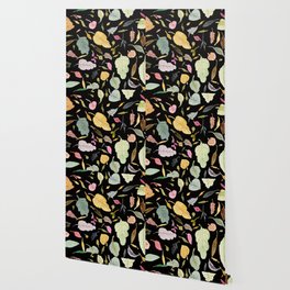 Mini leaves - fall leaves black background square Wallpaper