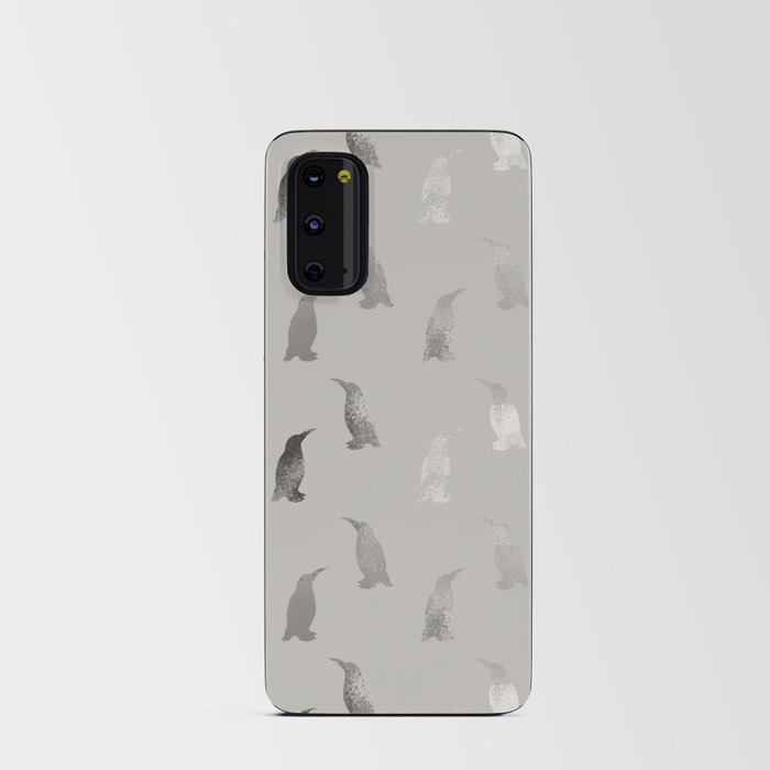 Stylish Elegant Black Gray Silver Penguins Android Card Case