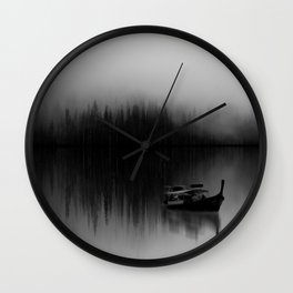 Coming Back Wall Clock | Illustration, Landscape, Black and White 