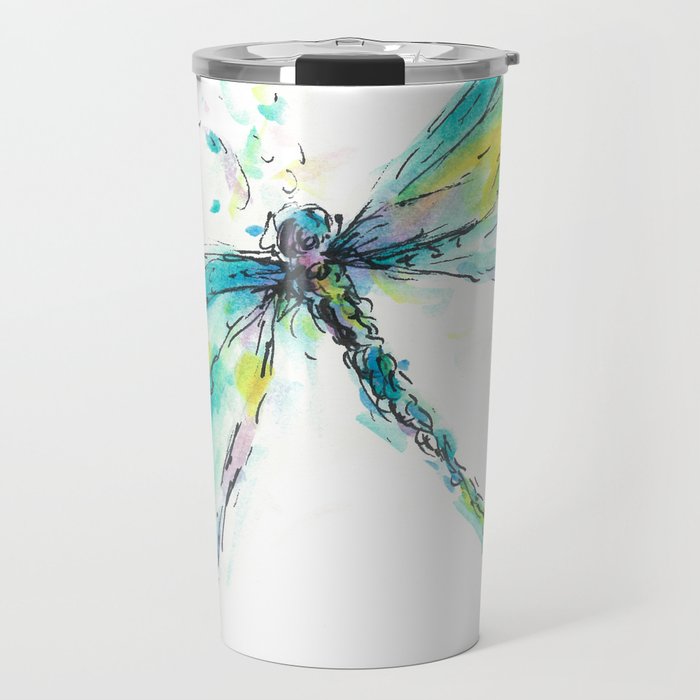 Watercolor Dragonfly Travel Mug