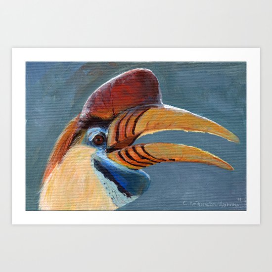 Greater Sulawesi Hornbill AQ30 Art Print
