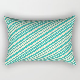 [ Thumbnail: Bisque and Light Sea Green Colored Pattern of Stripes Rectangular Pillow ]