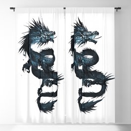 blue dragon illustration tattoo chinese dragon japanese dragon drawing handsome dragon blue ink Blackout Curtain