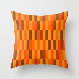 Long Blocks Retro Modern Minimalist Geometric Checked Pattern in 70s Orange and Brown Throw Pillow