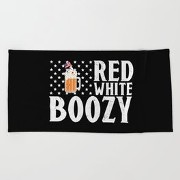 Red White Boozy Independence Day Funny Beach Towel