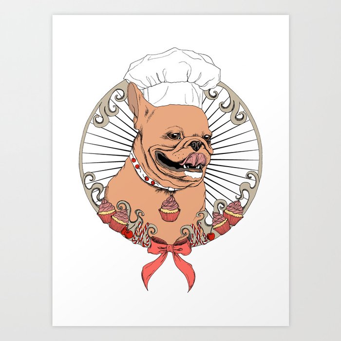 Pastry Cook Bulldog Art Print