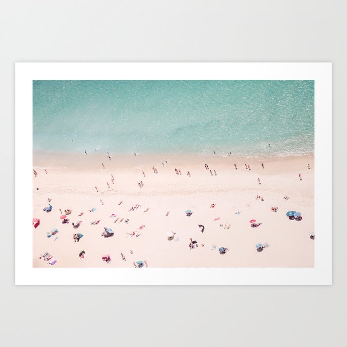 Aerial Beach Love print - Beach photography - Aerial Ocean Sea print by Ingrid Beddoes  Art Print