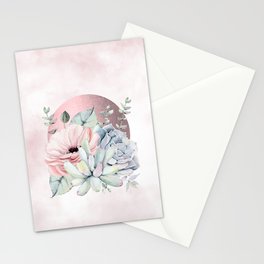 Pretty Succulents Rose Gold Sun Pink by Nature Magick Stationery Card