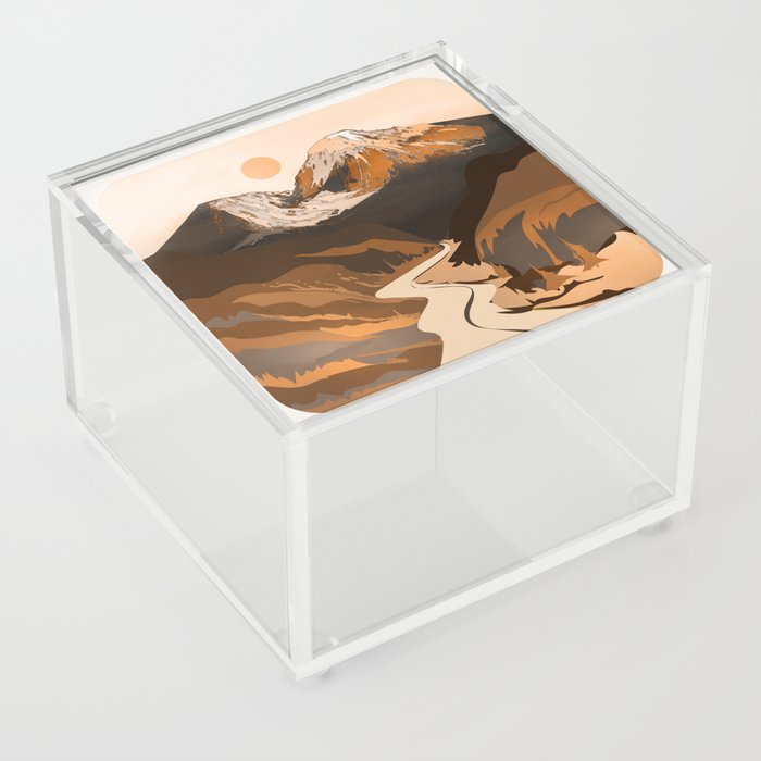 Peaceful Mountain River Sunset Acrylic Box