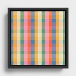 Rainbow Plaid Colorful Check Pattern Framed Canvas
