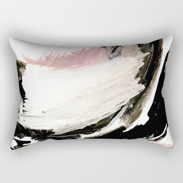 Crash: an abstract mixed media piece in black white and pink Rectangular Pillow
