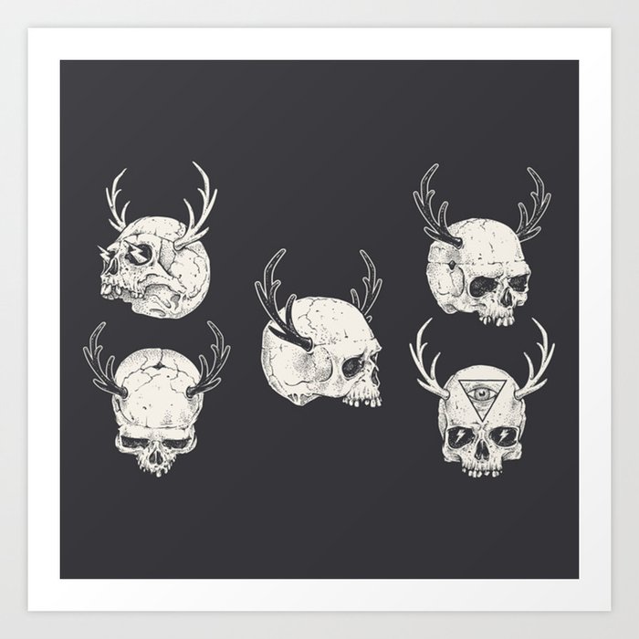 Skulls Horns Art Print By Valentinestorm