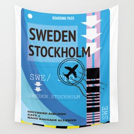 Sweden Stockholm travel ticket Wall Tapestry
