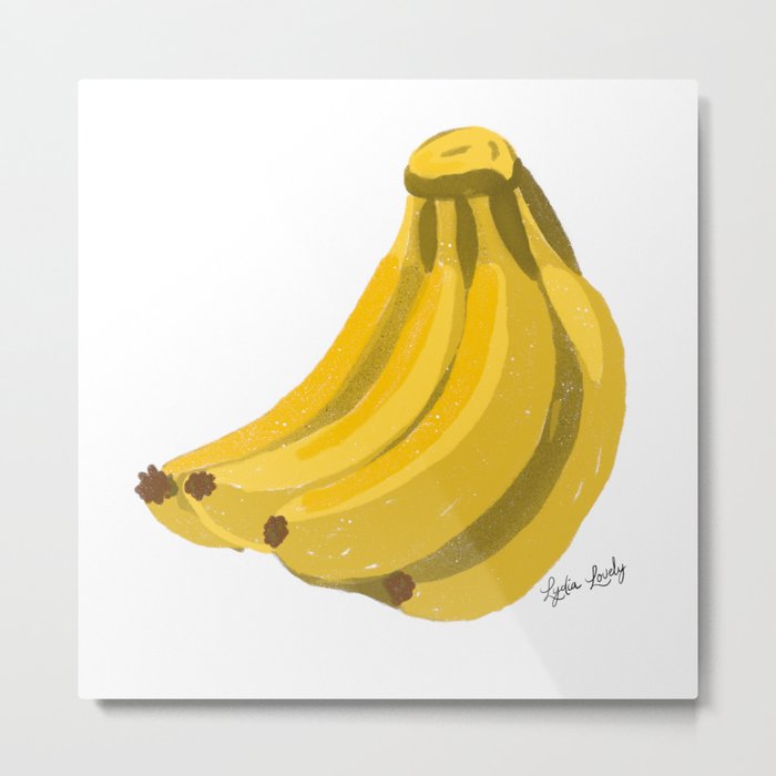 Bananas yellow- white/ transparent background Metal Print