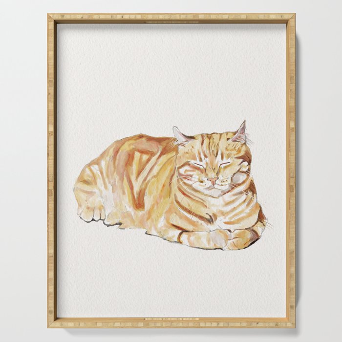 Tabby Cat Watercolor Serving Tray
