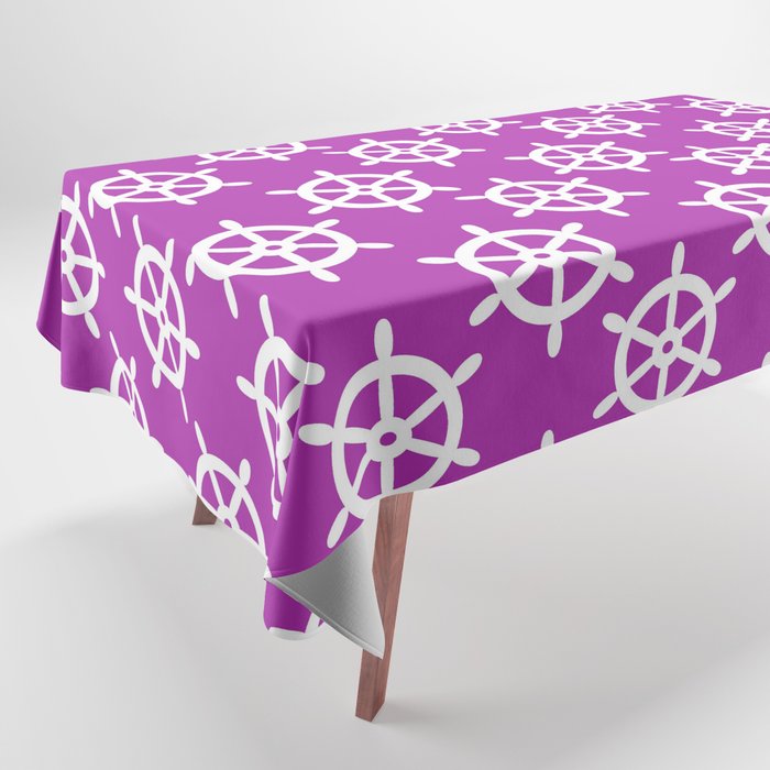 Ship Wheel (White & Purple Pattern) Tablecloth