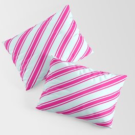 [ Thumbnail: Light Cyan and Deep Pink Colored Stripes/Lines Pattern Pillow Sham ]