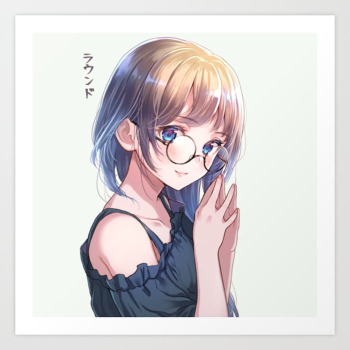 Anime Cute Girl Glasses Art Print By Animejap Society6