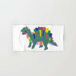 Colorful Stegosaurus Dinosaur Rainbow Pattern with Green Body Hand & Bath Towel