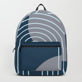 Mid Century Modern Geometric 178 in Midnight Navy Blue Grey Backpack