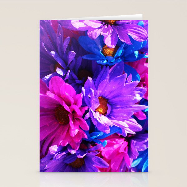 Neon Purple Blue And Pink Flowers Stationery Cards By Ellipsisarts Society6