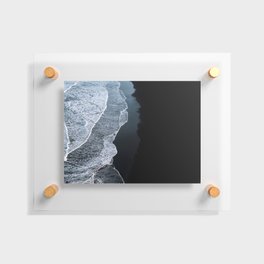 Minimalist Waves on a black sand beach in Iceland – Landscape Photography Floating Acrylic Print
