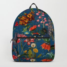 Vintage & Shabby Chic - Blue Midnight Spring Botancial Flower Garden Backpack