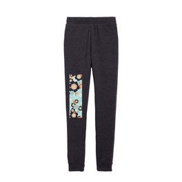 Orange and pink butterflies over blue flowers Kids Joggers