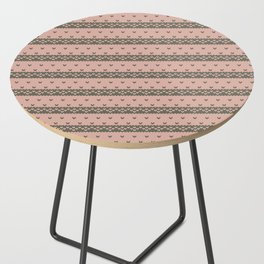 Sweater Weather - Pink/Moss Colorwork Heart Stripes Side Table