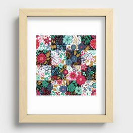 Floral checkerboard Recessed Framed Print