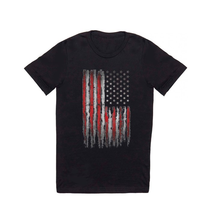 Red & white Grunge American flag T Shirt
