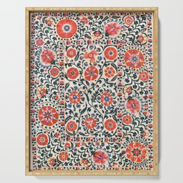 Shakhrisyabz Suzani  Uzbekistan Antique Floral Embroidery Print Serving Tray